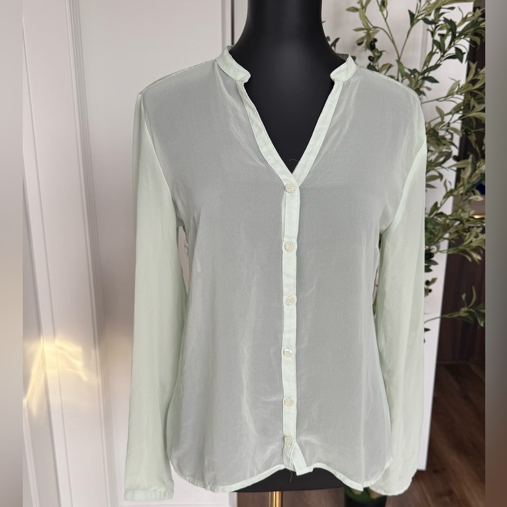 Studio Y Light Green Button-Down Shirt